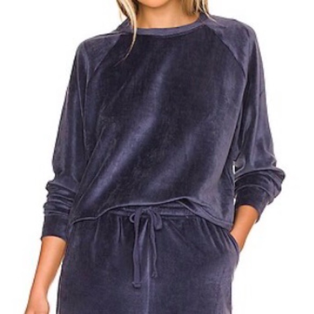 Vitamin A Swim Mari Pullover Sweatshirt Small Women 6 Velour Soft Purple Blue